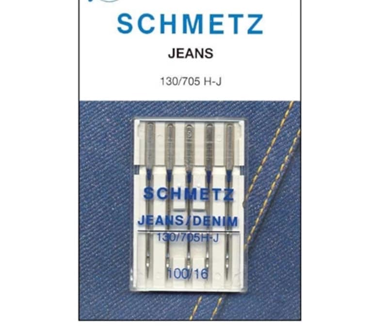 Peut inclure: Un paquet de six aiguilles &agrave; coudre argent&eacute;es pour le denim, &eacute;tiquet&eacute; "SCHMETZ JEANS DENIM 130/705H-J 100/16".