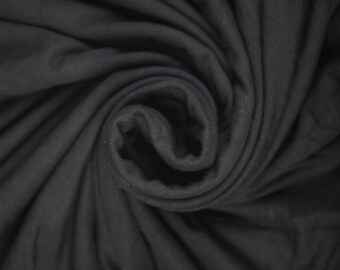 Black Cotton Jersey Fabric  Remnant Fashion Fabric Apparel Fabric Quilting Fabric Clothing Fabric Craft Supplies