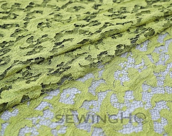 Grüner französischer Guipure-Spitzenstoff mit Jakobsmuscheln, Swirl-Muster-Spitze für Cocktailkleid