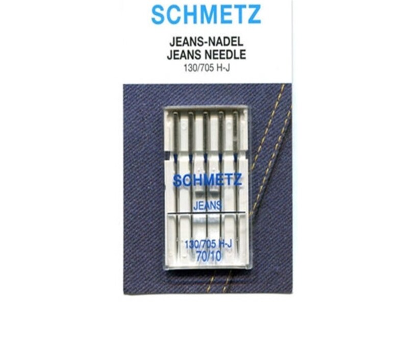 Peut inclure: Un paquet d'aiguilles &agrave; coudre pour jean de taille 70/10, &eacute;tiquet&eacute; "SCHMETZ JEANS-NADEL JEANS NEEDLE 130/705 H-J".