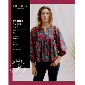 Liberty Sewing Patterns - Women&#39;s Ladies Esther Tunic Sleeve Shirt - Confident Beginner/Intermediate Sewing Pattern - Sizes UK 6- UK 22