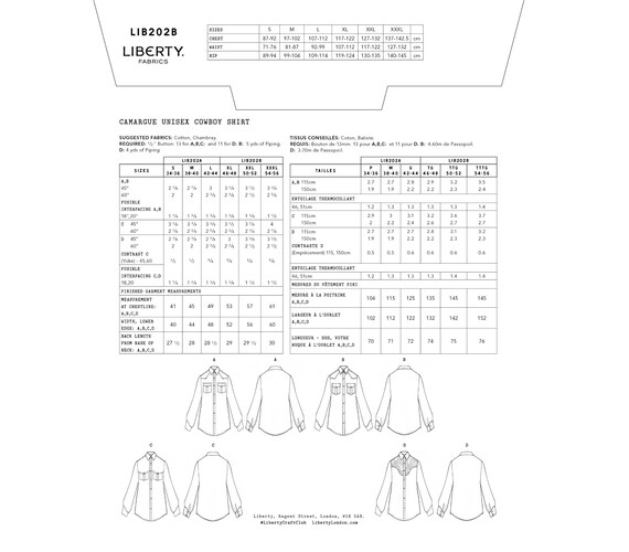 Patrones de costura Liberty Camisa vaquera Camargue para mujer