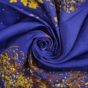 100% Polyester Fabric Blue Fabric Splatter Print Fabric Material Fashion Vintage Supplies Colour Style Design Fabric Sample Available