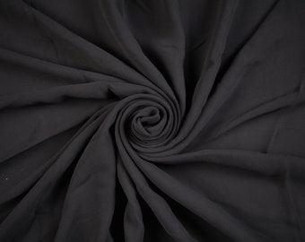 Tela de crepé de lana negra (remanente: 85 cm x 120 cm) Tela Tela cortada Tela de moda Ropa Manualidades Suministros