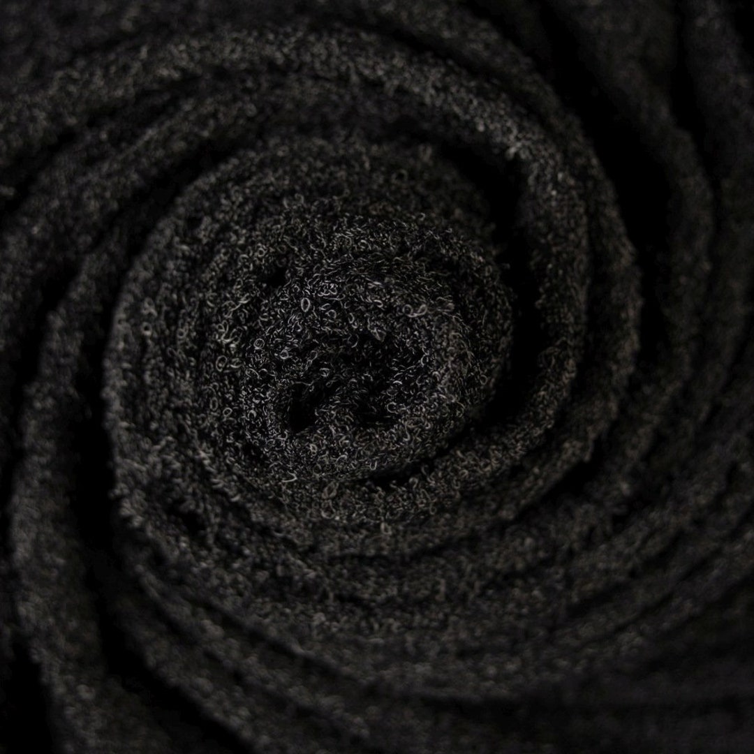 Terry Cloth Polyester Elastane Blend Black Fabric Etsy UK