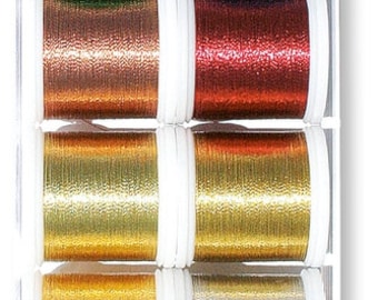 Premium Madeira Metallic Classic Nici do szycia i haftu 200 m - Zestaw nici Materiały do rękodzieła 8 szpul - Wielokolorowe