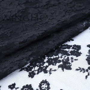 Exclusive Black Floral French Chantilly Lace Lightweight Lace Fabric with Scallops and Lace Trim in United Kingdom (UK)