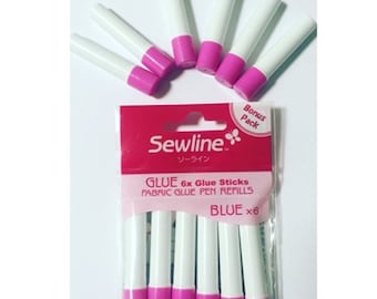 Recharge de stylo colle pour tissu bleu Sewline de qualité supérieure - Transparent pour séchage - Lot de 6 pour tissus, courtepointe, articles de mercerie