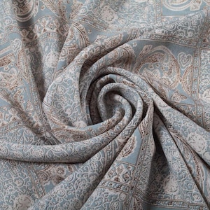 Polyester Blue Patchwork Paisley Material Fashion Upholstery Vintage Dress Craft Supplies Colour Style Design Fabric Sample Available