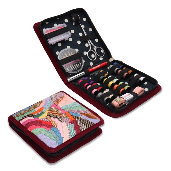 Lovely Hand Embroidered Sewing Kit With Threadwork, Eco Friendly