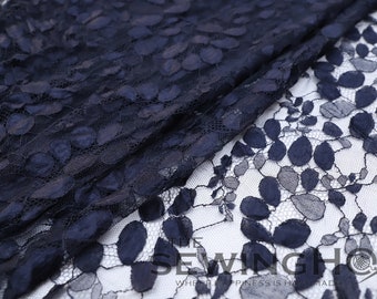 French Chantilly Lace Fabric in Black Floral Lace for Evening Dress in United Kingdom (UK)