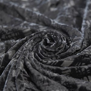 Black Floral Velvet Devore Fabric Patterned Fabric Remnant Remnant Fabric Cut off Fabric Craft