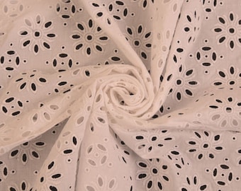 100% Cotton Fabric Schiffili Broderie Anglaise Fabric White Fabric Floral fabric Crafts Supplies Cut off Fabric Fashion Fabric