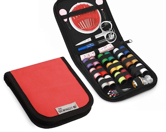 Red Basic Sewing Kit, Compact Travel Pouch, Gift for Mom, 72 Piece Haberdashery Set for Beginners, Home Repairs - The Sewing HQ