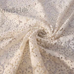 Beautiful Bridal White French Guipure Lace Fabric Floral Lace Fabric for Wedding Dress Lace with Scallops in United Kingdom (UK)