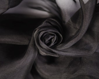 100% Silk Organza Black Fabric Multiple Remnants Upholstery Apparel Fabric Bridal Fabric Fashion Fabric Clothing Craft Supply