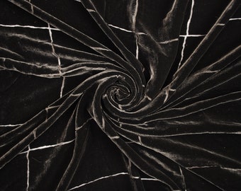 コットンベルベット生地 ブラック生地 デボア（112 x 70 cm ピース） 残り生地 切り取った生地 室内装飾用生地 ファッション生地 手芸用品