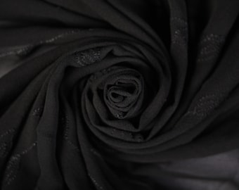 Tela bordada de gasa de poliéster (remanente: 140 cm x 105 cm) Tela Tela floral Tela negra Tela cortada Manualidades de moda