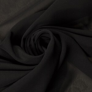 Polyester Fabric Georgette Fabric Black Fabric Over-Lays Fabric Fashion Fabric Vintage Clothing Textile Fabric Sample Available Craft Fabric