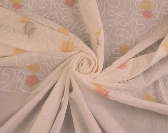 100% Cotton Fabric White Fabric Floral fabric (280x 105cm Remnant Fabric) Cut off Fabric Fashion Fabric