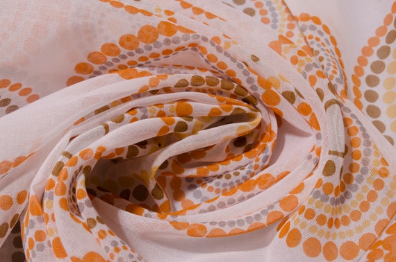 Baumwollstoff Weiß Orange Kreis Muster Stoff Stoffe Stoff