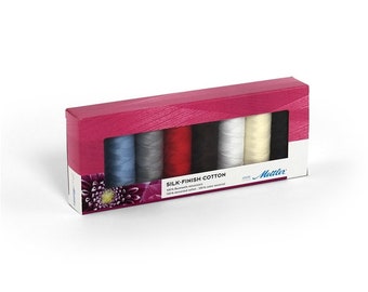 Premium Mettler Silk Finish Cotton 150 m - Standard Selection, Multicolored 150 meter Thread Kit Haft Rękodzieło Materiały rzemieślnicze 8 PACK