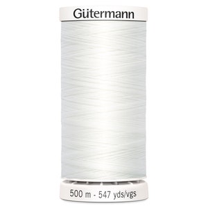 Premium Gutermann Thread Sew-All Thread: 500m White 800 100% Polyester image 1