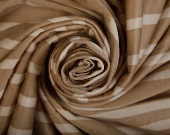 Cotton Striped Jersey Cream/White Fabric (Remnant-100cmx90cm) Fashion Fabric Apparel Fabric Quilting Fabric Clothing Fabric Craft Supplies
