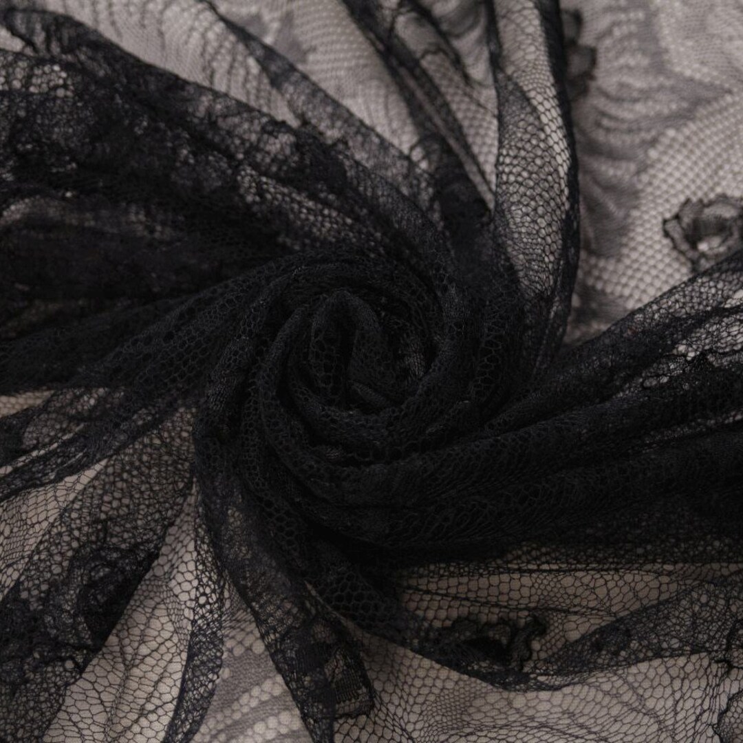 Lace Navy Soft Nonstretch Fabric remnant173cmx76cm Mesh Fabric Floral