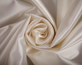 Duchess Satin Fabric White Ivory Plain Silk Material Bridal Fashion Clothing Dress Fabric By The Metre 90cm width in 0.5m lengths