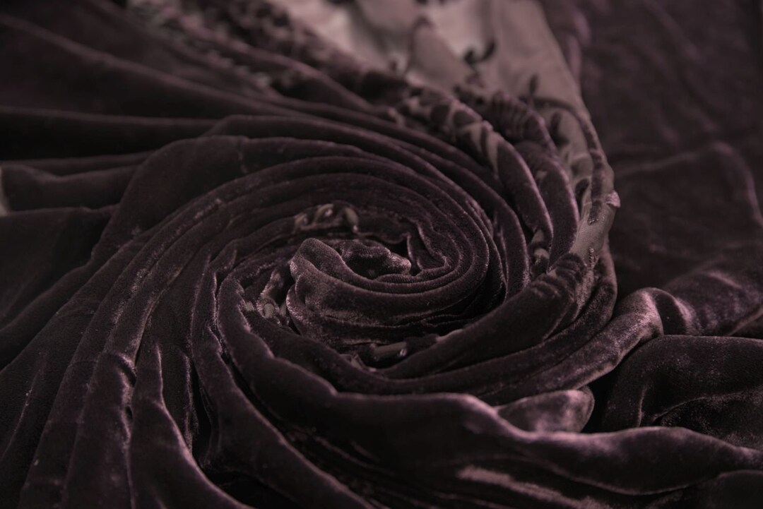 Velvet Devore Fabric Purple Fabric Patterned Fabric Remnant Fabric Cut ...