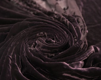 Velvet Devore Fabric Purple Fabric Patterned Fabric Remnant Fabric Cut off Fabric Craft
