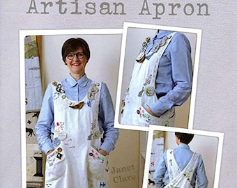 Janet Clare Adult Artisan Apron Pattern - Adult Sized Crossover Printed Pattern for S, M, L, XL, 2XL, 3XL, and 4XL for Craft, Art & Baking