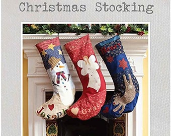 Janet Clare Weihnachtsstrumpf Schnittmuster - 3 Vorlagen zum Erstellen personalisierter festlicher Strumpf mit vollständigem Alphabet Schneemann Engel Rentier