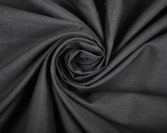 100% Cotton Black Fabric Plain Material for Crafts Clothing Summer Fashion, Fabric By The Metre 155cm width in 0.5m lengths