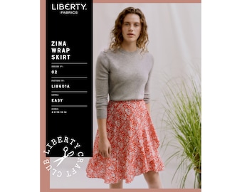 Liberty Zina Women’s Ruffled Wrap Skirt Sewing Pattern for Easy Dressmaking Ladies Summer Mini, Midi or Maxi Fashion UK Size 14-20