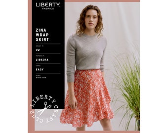 Liberty Zina Women’s Ruffled Wrap Skirt Sewing Pattern for Easy Dressmaking Ladies Summer Mini, Midi or Maxi Fashion UK Size 14-20