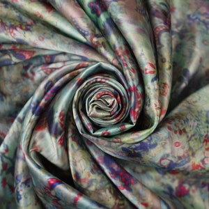 Polyester Blue Multi Floral (Remnant-130cmx85cm)  Flowers Print Vintage Dress Craft Supplies Colour Style Design Fabric Sample Available