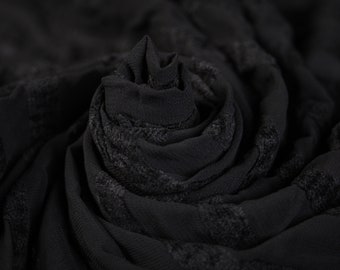Polyester Chiffon Striped Black Fabric (Remnant-130cmx140cm) Fabric Floral Fabric Black Fabric Cut off Fabric Fashion Craft