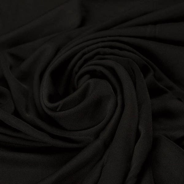 Premium Qualität 100% Rayon Interlock Jet Black Glattes Material Mode Polster Vintage Design Kleidung Textilien Stoffprobe Verfügbar