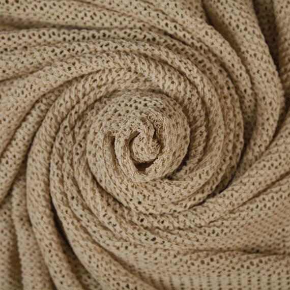 100 Polyamide Knitted Beige Fabric remnant 85cmx130cm Net Style