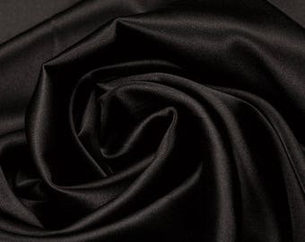 Silk Satin Elastane Blend Pure Black Material Fashion Cami Lingerie Craft Fabric by Metre 144cm width in 0.5m Lengths