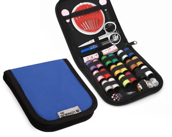 Blue Basic Sewing Kit, Compact Travel Pouch, 72 Piece Haberdashery Set for Beginners, Home Repairs - The Sewing HQ