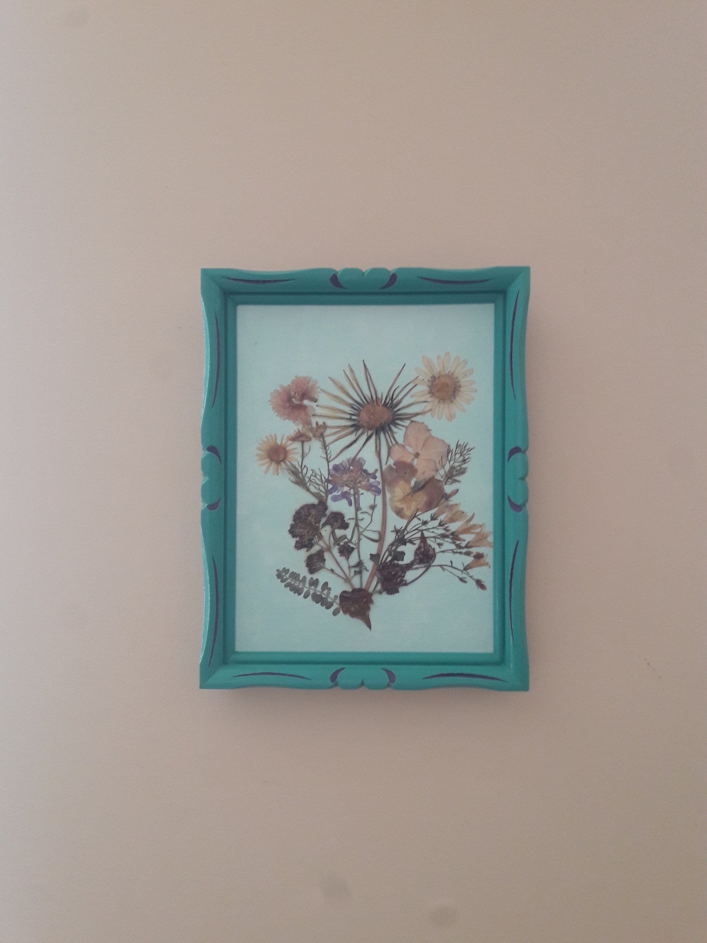 Fleurs Séchées et Vernies Dans Cadre Décoration Herbier