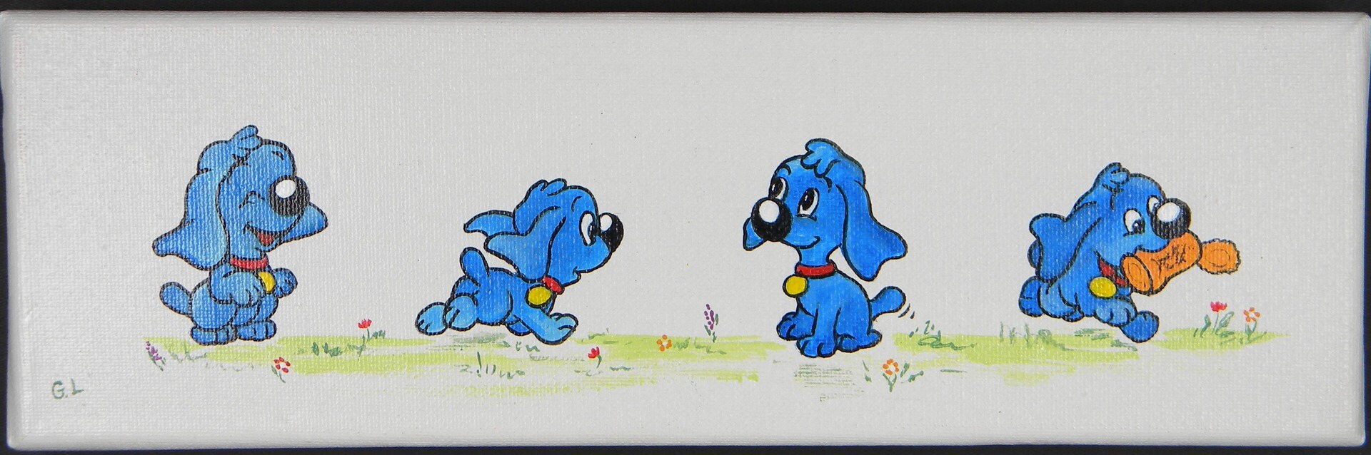 Toile Rectangulaire Le Chien Bleu Peinture Acrylique