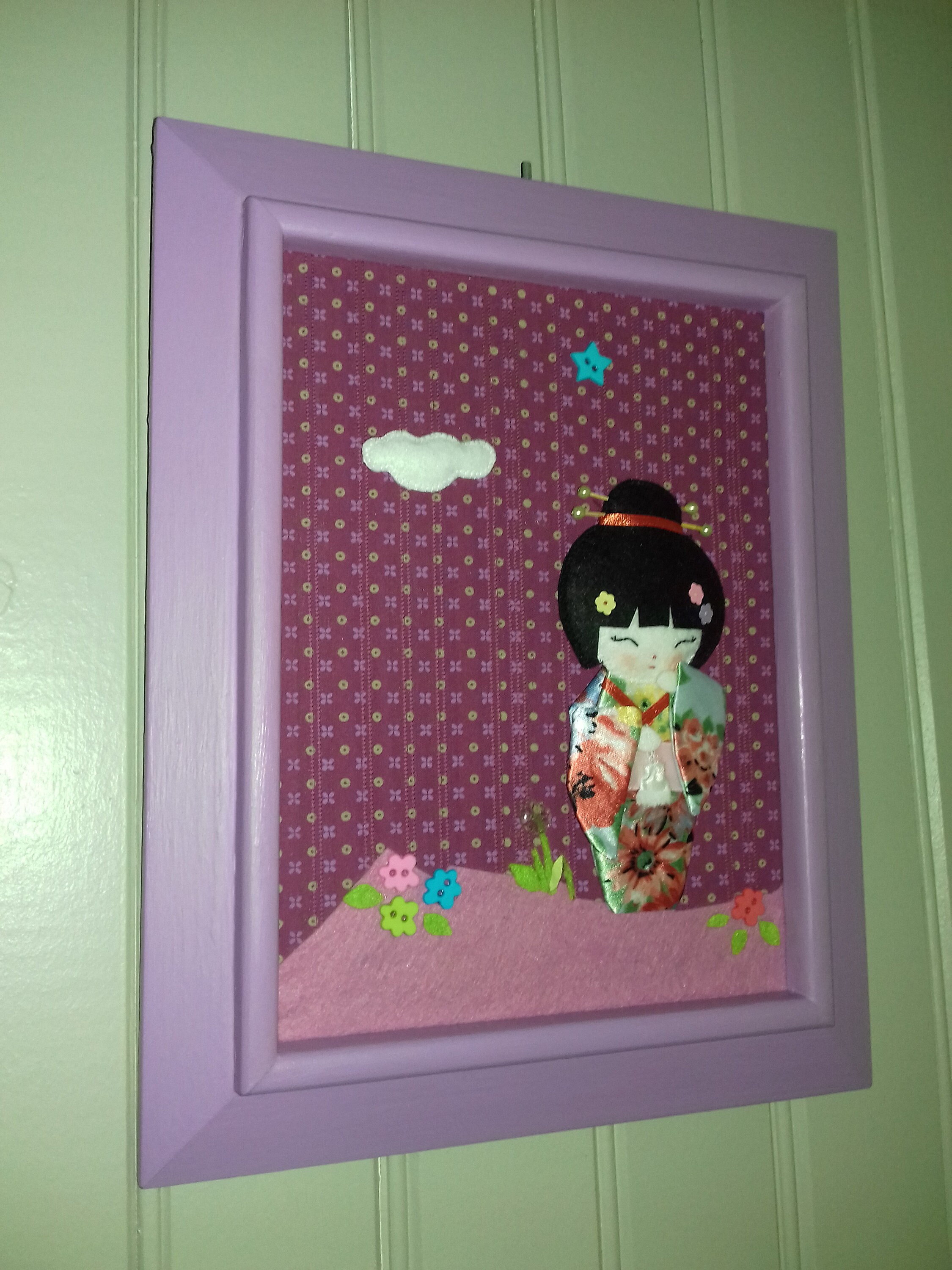 Cadre Décoration La Kokeshi et Le Nuage