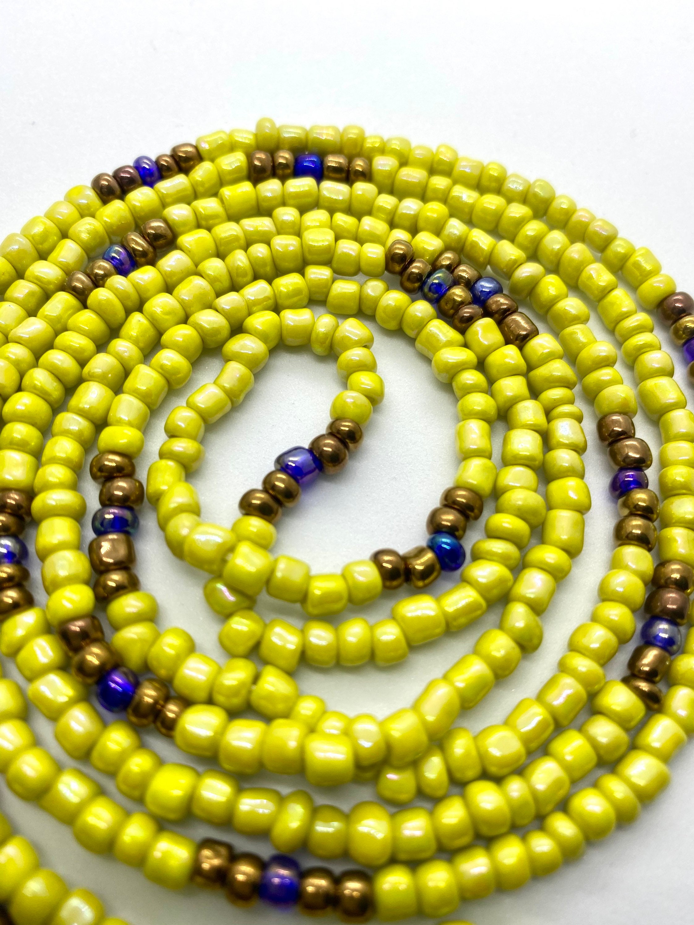 Perles de taille perles de taille bleues dorées et vert clair ceintures africaines bijoux