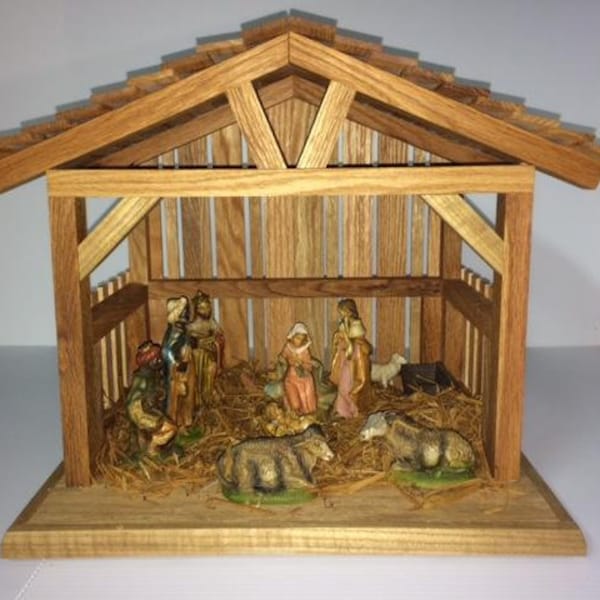 Oak Stable for Nativity Scene, Handmade Stable, Manger, Christmas