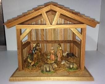 Oak Stable for Nativity Scene, Handmade Stable, Manger, Christmas