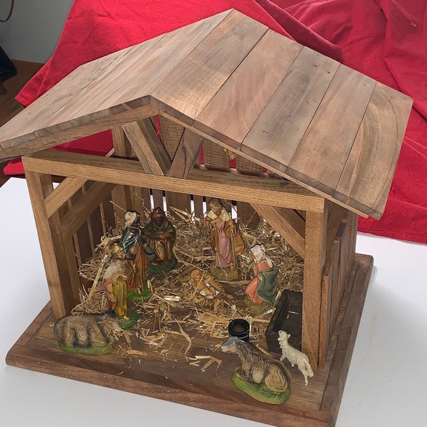 Hardwood Stable for Nativity Scene, Handmade Stable, Manger, Christmas